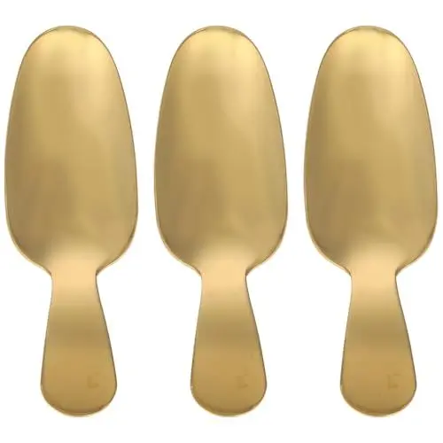 Produktbild: 3 Stücke Edelstahl Löffel Dessertlöffel Teeschaufel Kaffeeschaufel Rührlöffel Teelöffel Eislöffel Mehlschaufel Gewürzlöffel Servierlöffel für Nachtisch Dessert Eisbecher Eistee Golden