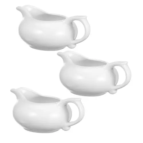Produktbild: Cabilock 3 Stücke Keramik Soßenkanne Sauciere Porzellan Soßenkännchen Porzellan Soßenbecher Milchschäumkrug Mit Griff Soßenboot Sauce Krug Für Sirup Saucen Kochzubehör Sauciere Mini