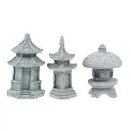 Produktbild: Cabilock 3 Stücke Mini Japanische Steinlaterne Asiatische Pagode Statue Miniatur Garten Steine Skulptur Steinfigur für Aquarium Ornamente Micro Landschaft Dekoration Feengarten Zubehör Deko