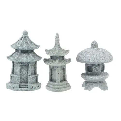 Produktbild: Cabilock 3 Stücke Mini Japanische Steinlaterne Asiatische Pagode Statue Miniatur Garten Steine Skulptur Steinfigur für Aquarium Ornamente Micro Landschaft Dekoration Feengarten Zubehör Deko
