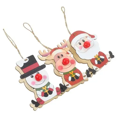 Produktbild: Cabilock 3st Weihnachtsschmuck-Set Weihnachtsdekoration Dekoration Für Weihnachtsfeiern Dekorativer Weihnachtsanhänger Weihnachtsschmuck Zum Aufhängen Weihnachtsnachtlicht Holz