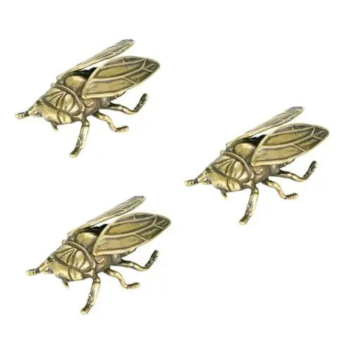 Produktbild: Cabilock 3st Zikaden-Insekten-Ornamente Mini-tierfiguren Miniaturdekoration Tischminiaturen Kleine Wohndekoration Kupferzikaden-Statue Haushaltsdekoration Empfindlich Messing Kunsthandwerk