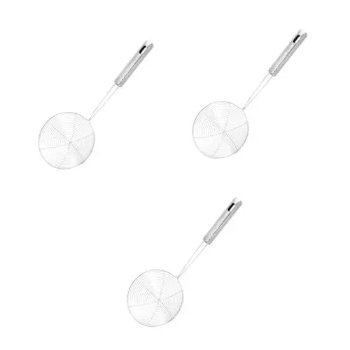Produktbild: Cabilock 3stücke Sieb Skimmer Für Nudeln Spaetzle Anti Langer Griff Spülmaschinenfest Küchensieb Für Sicheres Frittieren Und Kochen