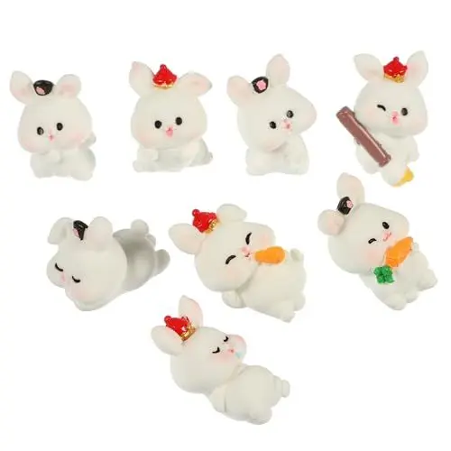 Produktbild: Cabilock 40 STK Harz-Hasen-Ornament kuschelhase Cuddly Bunny Stitch tortendeko kalanchoe kleine Hasendekoration Märchengartenhase tischdeko Spielzeug Miniaturfiguren entzückende Figur Weiß