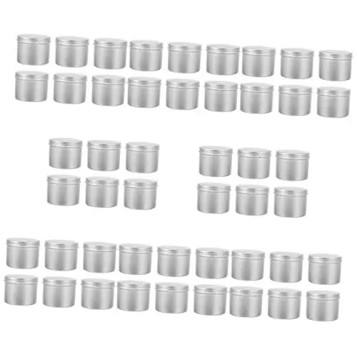Produktbild: Cabilock 48 Stk Weihnachtskerzenglas Behälter Flasche Perlenbehälter kosmetische Dose Kerzenbehälter aus Sojawachs Zuckerbehälter Konservendose Metall Container Lagertank Aluminiumlegierung
