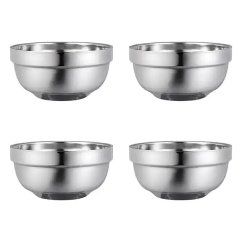 Produktbild: Cabilock 4Pcs 14Cm Edelstahlschalen Doppelschicht Salat Isoliert Bruchsichere Schüssel für Kleinkinder
