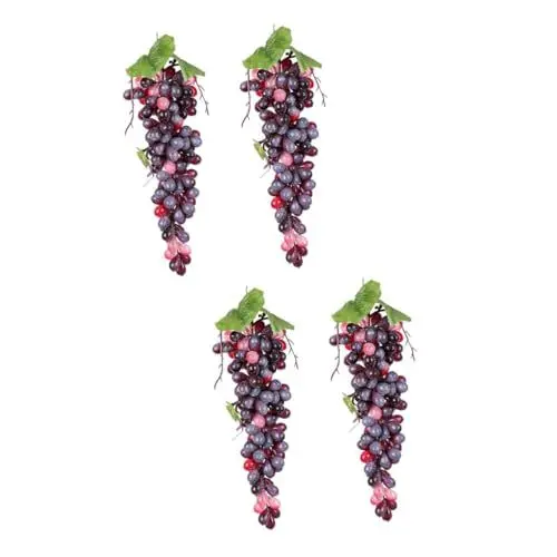 Produktbild: Cabilock 4 Bündel künstliche Weintraube Künstliche Früchte zur Dekoration künstliche Traubentraube küche Dekoration küchendekoartikel falsche Trauben mit falschen Blättern Tischdekoration