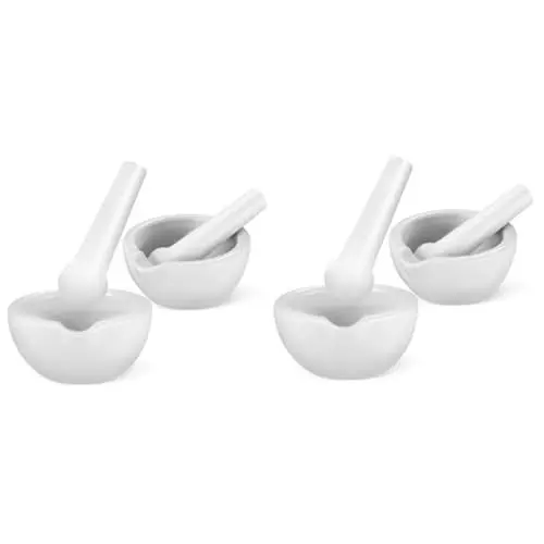 Produktbild: Cabilock Porzellanmörser 4 Sätze Mahlbecher-set Mahlschüssel Für Lebensmittel Lebensmittelwolf Kleine Mahlschüsseln Gewürze Mahlen Stößel Mini-lebensmittelmühle Kleine Mörserschale Keramik