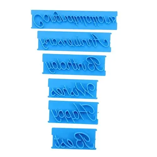 Produktbild: Cabilock 4 Sätze Wortkunststempel Brief Keks Stempel Keksstempel Beeindrucken Cremefarbenes Alphabet-cookies Alphabet-schablone Herz-fondant-stempel Prägestempel Kuchen Plastik Blue