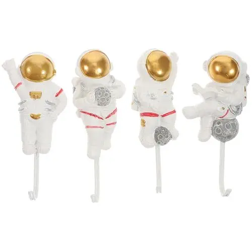 Produktbild: Cabilock 4 Stück Astronaut Anschließen Astronautenhaken Astronauten-klebehaken Astronauten-aufbewahrungshaken Jackenhaken Kleiderbügel Für Astronauten Bad Weiß Kind Rucksack Harz Hundeleine