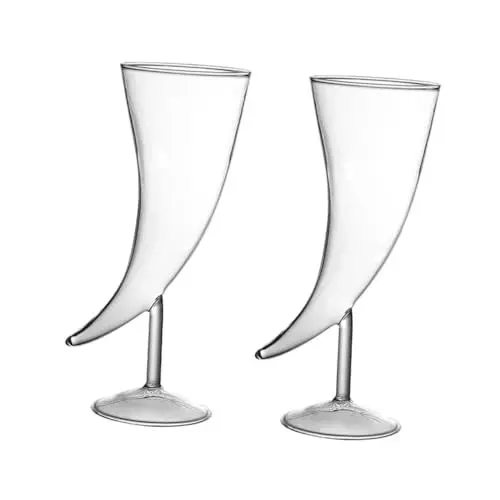 Produktbild: Cabilock 4 Stück Cocktailglas Kuhhorn Kelch Kreativer Kelch Kreatives Weinglas Kreatives Hornglas Gehörnter Kelch Kreativer Mond Weinglas Kreatives Mondglas Mondkelch Horn