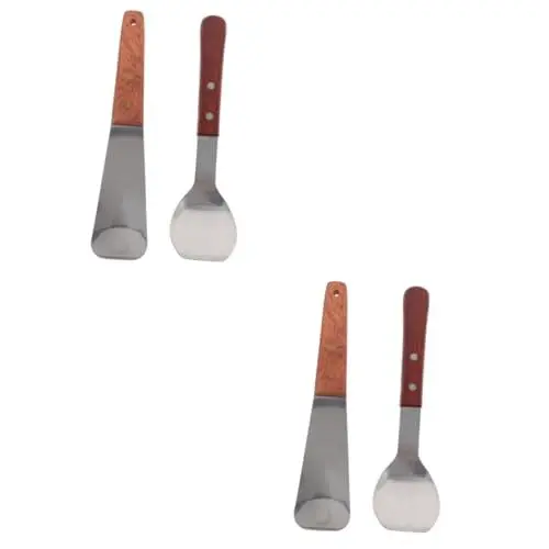 Produktbild: Cabilock 4 Stück Edelstahl Eisportionierer Obstlöffel Eisschaufeln Dessertlöffel Multifunktionaler Dessertlöffel Holzgrifflöffel Dessertlöffel Kugelgräber Küchenlöffel
