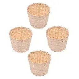 Produktbild: 4pcs Mini Rattan Korb Geflochtener Blumenkorb Kleiner Wicker Basket Gewebte Korb Miniatur Henkelkorb Weidenkorb Kinder Körbchen Party-Dekoration Blumentopf Geschenkbeutel Dekoration