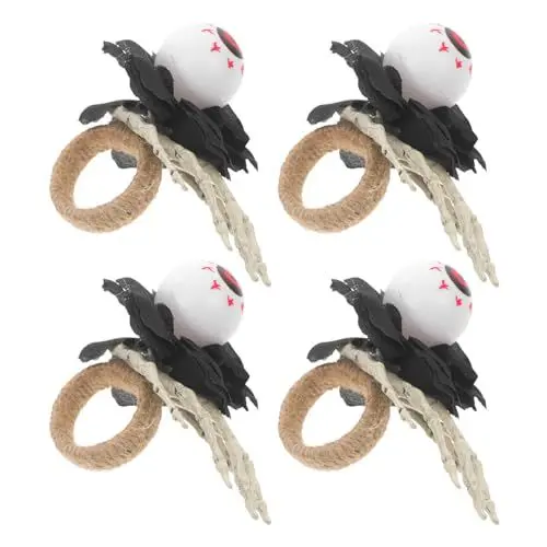 Produktbild: Cabilock 4 Stück Halloween-Serviettenringe Skelettkrallen-Serviettenhalterringe Gruselige Serviettenhalter Serviettenschnalle Partyzubehör Für Halloween-Esskostüme