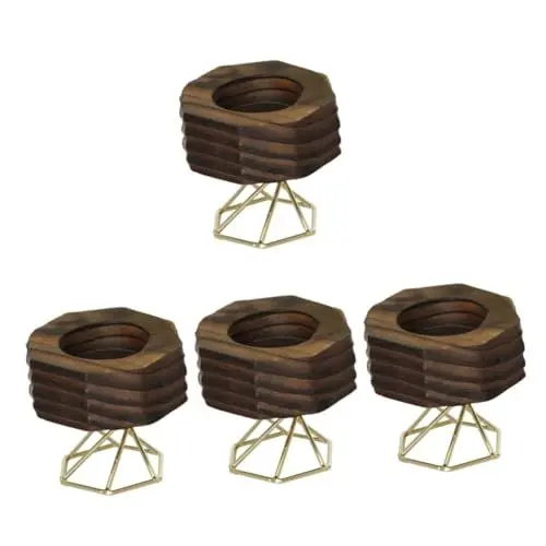 Produktbild: Cabilock 4 Stück Kerzenhalter Aus Holz Retro-dekor Weihnachtsteelichthalter Desktop-kerzenständer-Handwerk Kerzenständer Für Das Esszimmer Hochzeitskerzenständer Tischleuchter Dekor Hölzern
