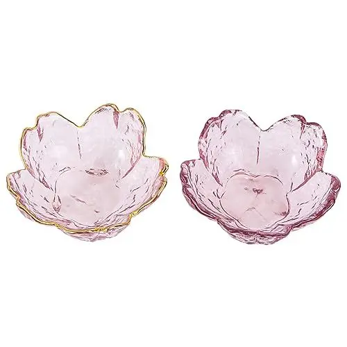 Produktbild: Cabilock 4 Stück Kirschblütenschale Aus Glas Blumenförmige Saucenteller Gericht Mit Blumensoße Kleine Schälchen Sauce Gericht Olivenöl Dipschalen Mini Gewürz Untertasse Schmuckschale