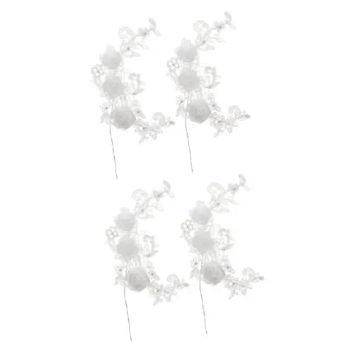 Produktbild: Cabilock 4 Stück Kuchen-Spitze-Einsatz Cupcakes speiseeis Kuchen dekorative Topper Blumendekoration Ornament Hochzeitsdekorationen Kuchendekorationen Kuchendeckel romantisch schmücken