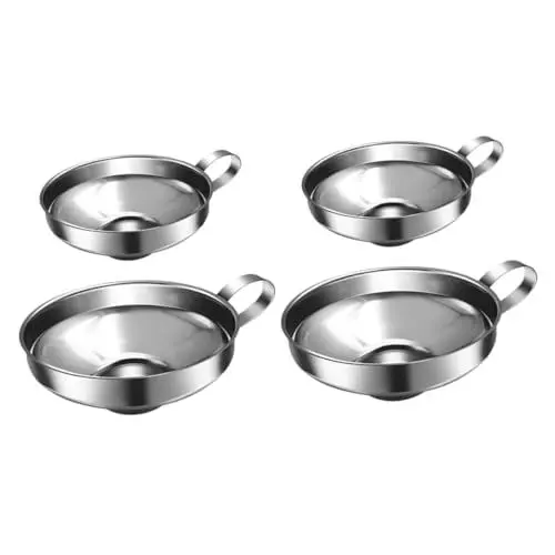 Produktbild: Cabilock 4 Stück Trichter Für Salatdressing Marmeladentrichter Trichter Für Den Heimgebrauch Edelstahlsieb Ölübertragungstrichter Saucentrichter Edelstahltrichter Haushaltstrichter