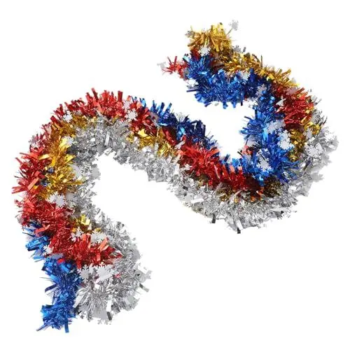 Produktbild: Cabilock 4 Stück Weihnachtsoberteile Und Bunte Streifen Glänzende Lametta-Girlande Hängende Girlandendekoration Türgirlande Weihnachtsgirlande Im Freien Weihnachtsparty Liefert Plastik