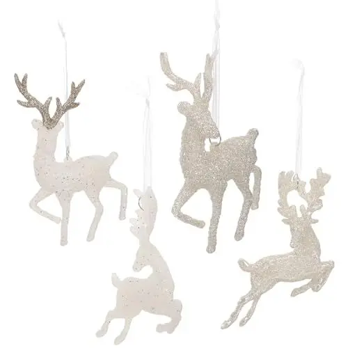 Produktbild: 4Stück Christbaumschmuck Rentier Weihnachtshirsch Weihnachten Deko Weihnachtsbaumschmuck Weihnachts-Anhänger Weihnachtsanhänger Christbaum Hirschkopf Rentier Hängeornamente Weihnachten Deko