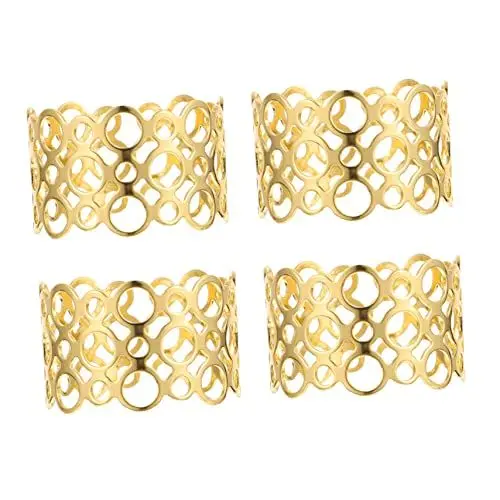 Produktbild: Cabilock 4stücke Hohle Serviettenringe Serviettenschnallen Tischzubehör Goldfarben Serviettenhalter Aus Robustem Material Serviettenschnalle Für Esstischdekoration