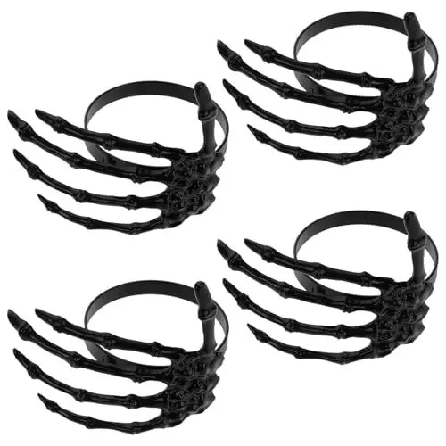 Produktbild: Cabilock 4stücke Halloween Serviettenringe Ghost Serviettenringe Schwarz Metall mit Spiralschnallen Spirale Serviettenringe Schnallen für Weihnachten, Thanksgiving, Halloween, Bankett, Partys