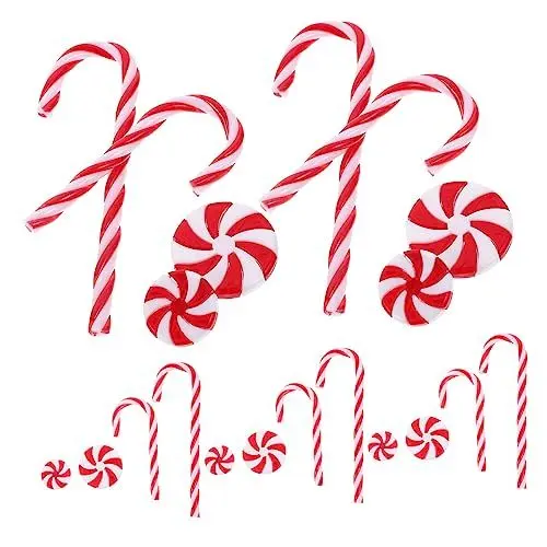 Produktbild: Cabilock 50 Stück Zuckerrohr Mit Windrad Baumschmuck Aus Pfefferminze Weihnachtsbaum Anhänger Requisiten Für Weihnachtsfeiern Weihnachten Weihnachtsdekoration Christbaumschmuck Rot Plastik