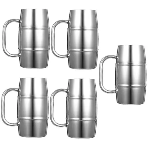 Produktbild: Cabilock 5St Bierkrug aus Edelstahl Weinbecher im Industriestil Picknick-Becher partybecher kaffeetassen wassergläser biergläser kompakter Wasserbecher Bar Wein Tasse Rostfreier Stahl