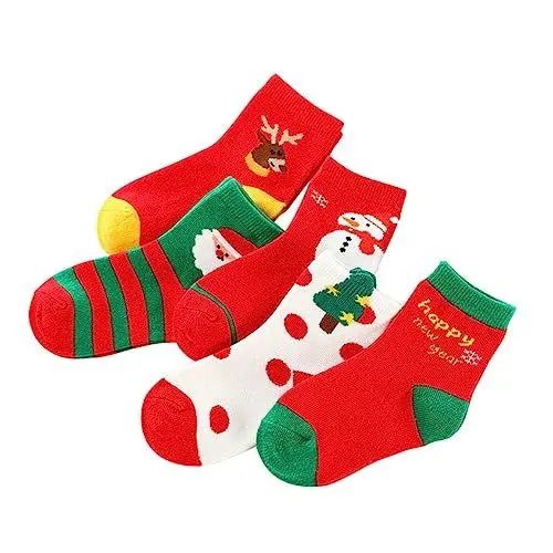 Produktbild: Cabilock 5 Paare Weihnachtssocken Winter- -Socken Mädchen Socken wärmende socken Thermal Socks warme Socken Kinderweihnachtsbodensocken Socken im Weihnachtsstil für Kinder Rundhals