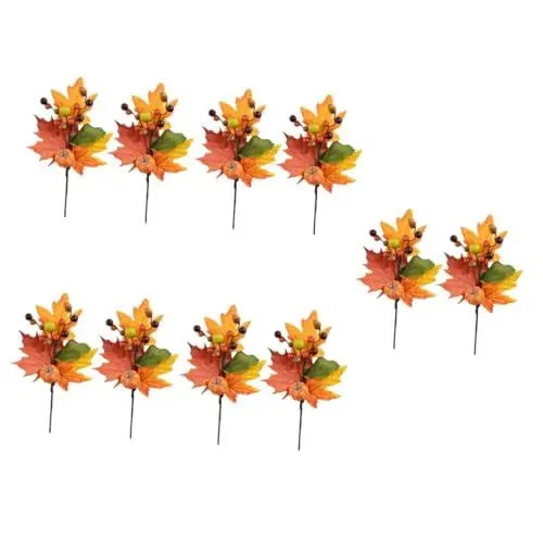 Produktbild: Cabilock 5 Sätze Faux-ahorn-kürbis Kürbisse Künstliche Blumen Fallen Blätter Draußen Herbstdeko Künstliche Blüten Herbstlaub Künstlicher Ahornblattzweig Seidenblume Orange 2 Stück * 5