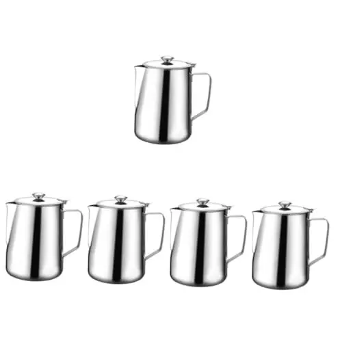 Produktbild: Cabilock 5 Stück 600 Becher Aus Edelstahl Milchkrug Espresso-milchkännchen Cappuccino-maschine Espresso Pizzabehälter Kaffeegirlandentasse Latté Milchschäumer Glas Rostfreier Stahl