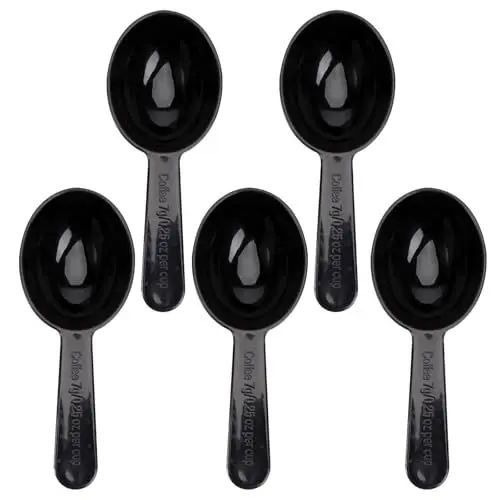 Produktbild: Cabilock 5 Stück Dosierlöffel Messlöffel Milchpulver Baking Soda Dosierlöffel Backpulver Kunststoff Messlöffel Dosierlöffel Maßlöffel für Tee und Milchpulver Flüssiggewürz Küchenutensilien Schwarz