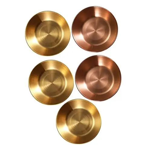 Produktbild: Cabilock 5-teiliges Set Soßenschalen Dip-soßenteller Für Gewürze Mini-gerichte Aus Edelstahl Für Gewürze Dekorative Würzschalen Mini-teller