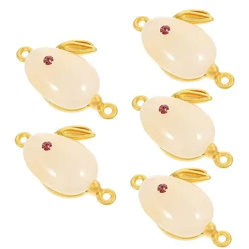 Produktbild: Cabilock 5st Jade-Kaninchen-anhänger Armband Häschen-anhänger Anhänger Baumeln Geflochtener Schmuck Schmuckanhänger Aus Legiertem Glas Glücklich Ohrringe Chinesischer Stil Zubehör Legierung
