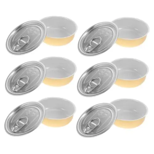 Produktbild: Cabilock 6St Büchsen Aluminiumdose Haustierfutterdose kuchenbehälter Snackdose kleine Dosen mit Deckel Lebensmittelbehälter runde Dose Snackbehälter Konservendose Golden