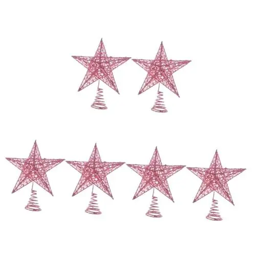 Produktbild: Cabilock 6 STK Anhänger-Ornament Weihnachtsstern Baumkrone LED-Weihnachtsbaumspitze spaß The Pleasure bar Weihnachtsglitzerstern weihnachtsschmuck Stern Berühmtheit Zubehör Pailletten Rosa