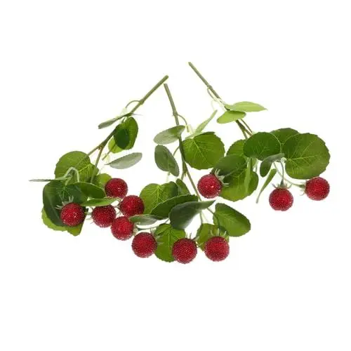Produktbild: Cabilock 6 STK Künstliche Lorbeere Falsches Beerendekor Künstliche Pflanzen Drinnen Beerenstiele Strauch Gefälschte Blaubeere Künstliche Erdbeerpflanze Anlage Gefälschte Beere Rot Plastik