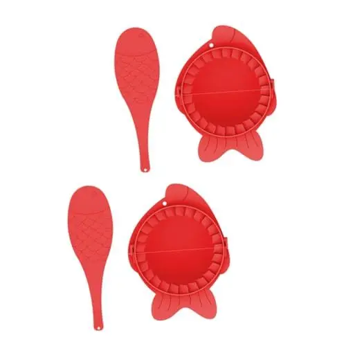 Produktbild: Cabilock 6 Sätze Knödelform Knödelpresse aus Kunststoff Empanade Tortillas werkzeug Knödelpressformen aus Kunststoff Küchengerät Perlmutt Nudelpresse Russland Wantan-Maschine Ravioli rot