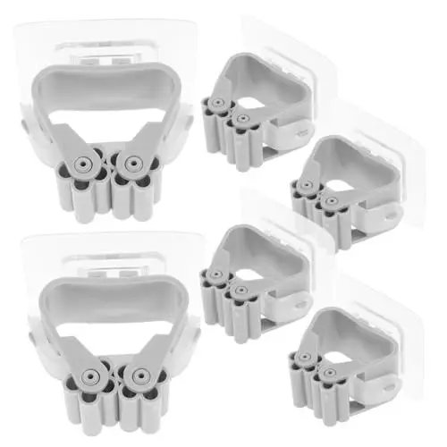 Produktbild: Cabilock 6er-Pack Mopphalter Wandhalterung Besenaufhänger Clip Nahtloser Mopphaken Für Küche Und Bad Grau Home Organizer