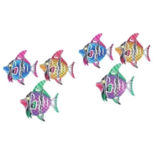 Produktbild: Cabilock 6 Stück Schmiedeeiserne Fisch Anhänger Zaundekorationen Tropische Fische Wanddekoration Fisch Wandbehangfiguren Für Den Außenbereich Nautische Wandkunst Dekorative