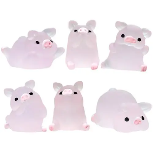 Produktbild: Cabilock 6 Stücke Leuchtende Mini Tiere Schweine Schweinchen Figuren Rosa Glücksschweinchen Tortenfiguren Miniatur Ornamente Feengarten Deko Kleine Glücksschweine Dekofigur Bonsai Tierfiguren