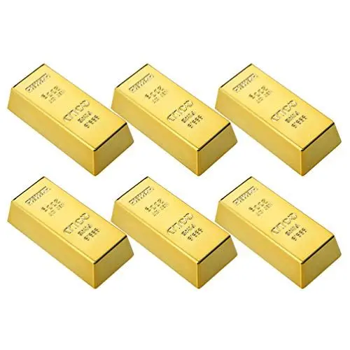 Produktbild: Cabilock 6 Stücke Plastik Kinder Lustige Kühlschrankmagnete Chinesische Feng Shui Reichtum Goldmünzen Kühlschrank Aufkleber Sticker Gold Ziegel für Deko Objekt Büro Wohnzimmer Tischdeko