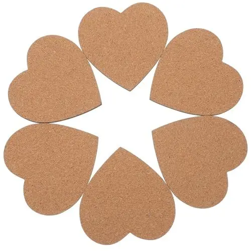 Produktbild: Cabilock 6st Untersetzer Aus Kork Untersetzer Topfhalter Herz Untersetzer Geschirr Isoliermatte Bierdeckel Korkuntersetzer Für Hochzeiten - Tassenmatte Büro Planke Esstisch Wiederverwendbar