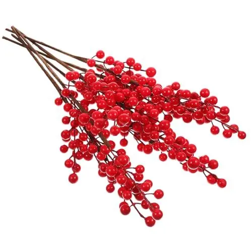 Produktbild: Cabilock 6stücke Künstliche Rote Beeren Zweige Weihnachtsdekoration Realistische Simulation Beeren Für DIY Blumenarrangements Fotografie Requisiten Und Weihnachtsbaum Schmuck