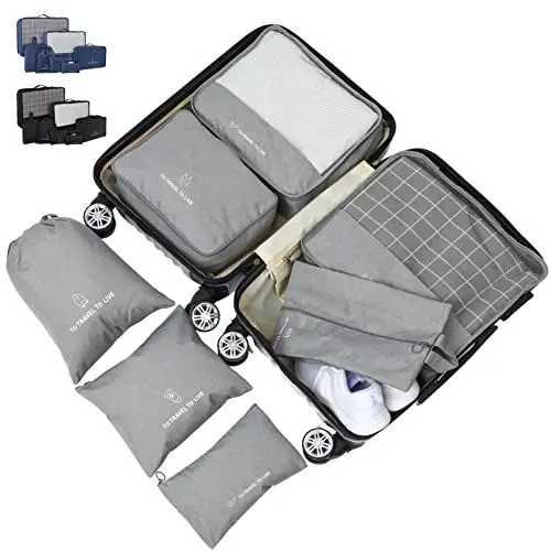 Produktbild: Cabilock Reise-packwürfel-Set 7-teilig Gepäck-Organizer Flache Beutel Unterwäsche-netzbeutel Schuhbeutel Kordelzugtasche Kompakt