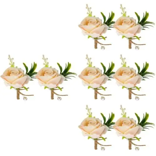 Produktbild: Cabilock 8 STK Handgelenk Braut Blumen Ansteckblume Requisite gefälschte Ansteckblume Hochzeitsblumen hochzeitsdeko hochzeitslaken Brautkorsagen Paar Ansteckblume betäuben