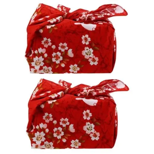 Produktbild: Cabilock 2Stk Furoshiki-Bento-Tasche hand towel handwaschlappen Platzset japanisches Taschentuch japanisches Wickeltuch kleines Taschentuch strapazierfähiges Taschentuch Gedrehtes Garn rot