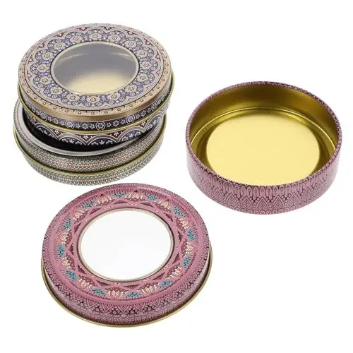 Produktbild: Cabilock 8 Stk Safran-Blechdose Metall Weißblech Kerzenbehälter lagercontainer vorratsbehälter Müslibehälter Behälter für Lippenbalsam Vorratsdosen Aufbewahrungsboxen Haushalt Verpackung