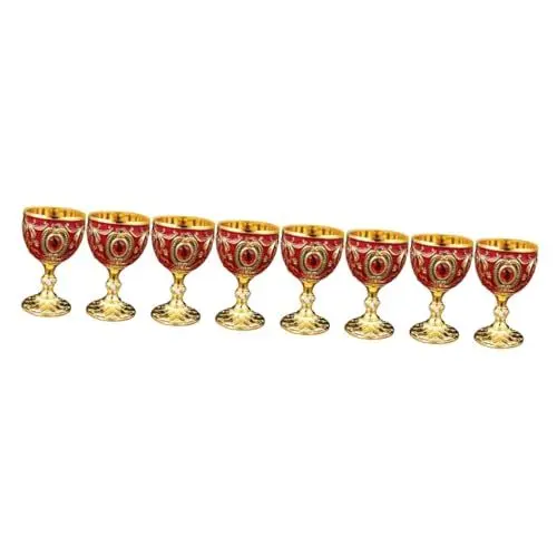 Produktbild: Cabilock 8 STK Weingläser Two glaskolben eileiner likoerglaeser ii Trinkbecher für den Haushalt bequemer Weinbecher Camping eine Tasse Schnapsglas Whiskyglas Weinglas Aluminiumlegierung rot