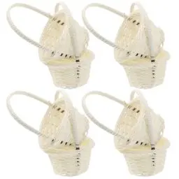 Produktbild: Cabilock 8 Stücke Körbchen Blumenkinder Mini Weidenkorb Blumenkörbe Small gewebter Korb Rattan Körbchen Mit Henkel Blumenkorb für Mini House Tischdeko Landhaus Deko - 14X9.5X9.5CM